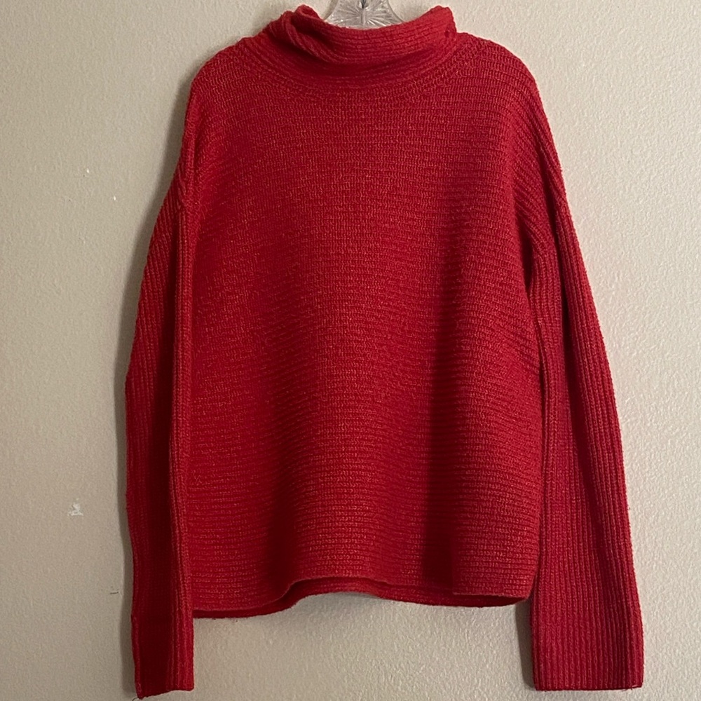 Pilcro Red Ribbed Cowl Neck Sweater - Picture 2 of 14